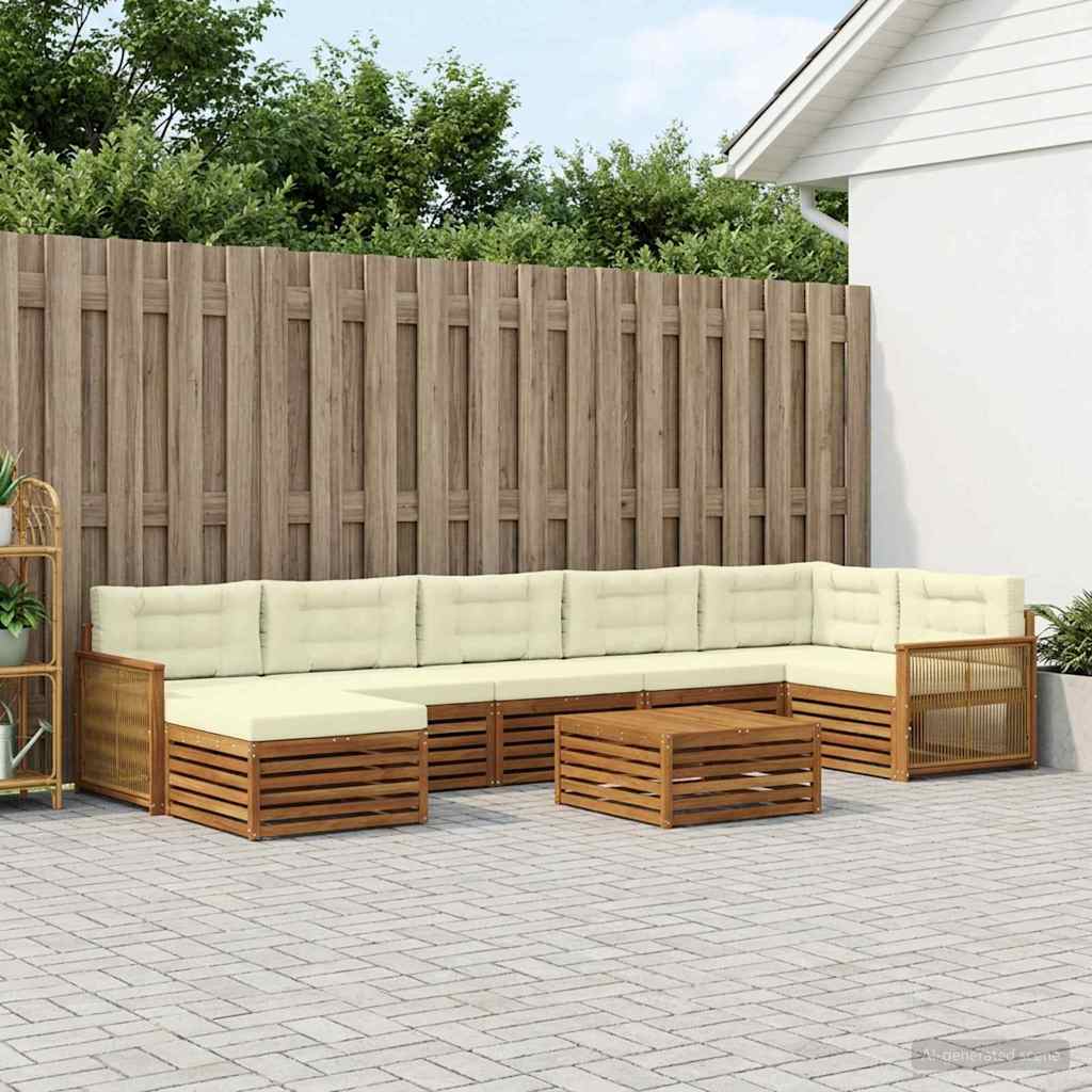 Buiten bankenset met kussen 8 pcs Natuurlijk en Crème is nu te koop bij PeponiXL, paradijselijk wonen!