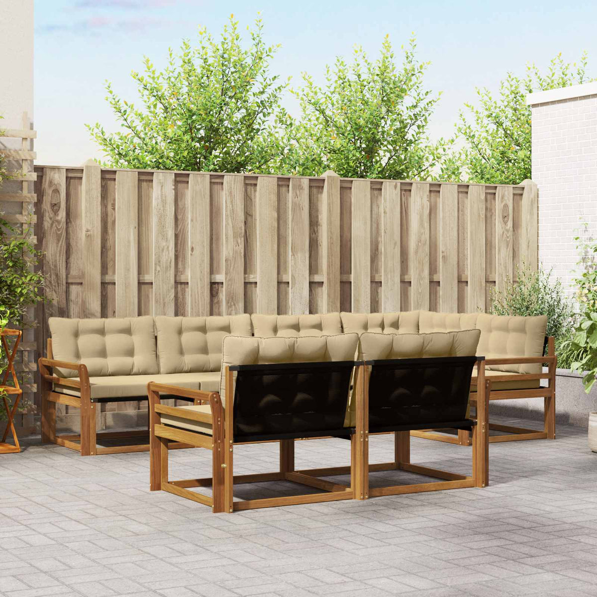 Buiten bankenset met kussen 7 pcs Natuurlijk en Beige is nu te koop bij PeponiXL, paradijselijk wonen!