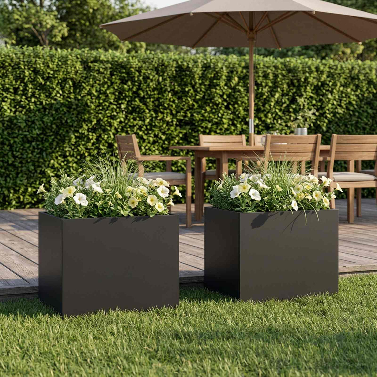 Plantenbak 2 st Zwart 40 x 30 x 30 cm Koudgewalst staal is nu te koop bij PeponiXL, paradijselijk wonen!