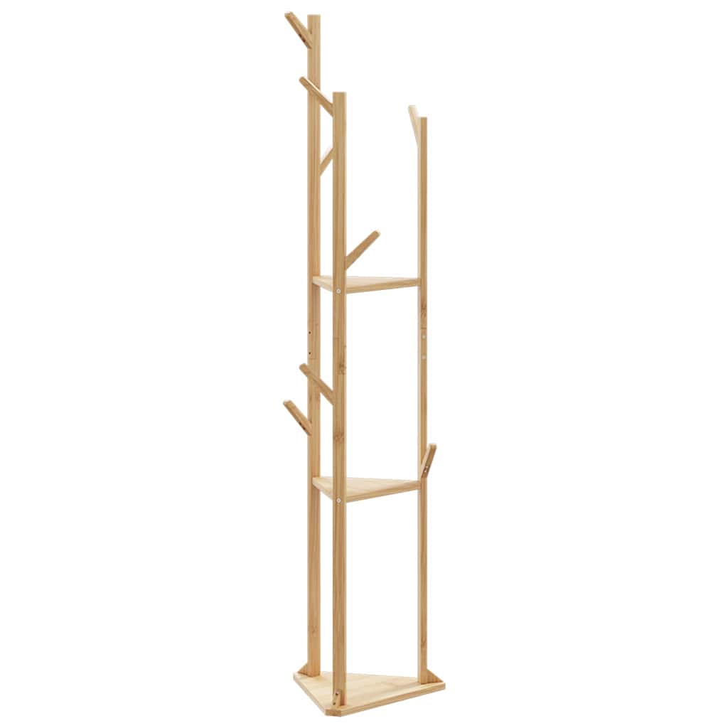 Kapstok met haken en schappen 39x33x166 cm bamboe is nu te koop bij PeponiXL, paradijselijk wonen!