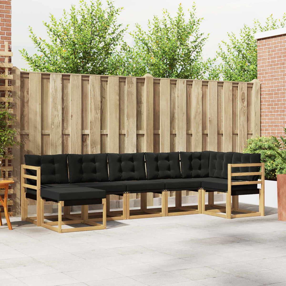 Buiten bankenset met kussen 7 pcs Wit en zwart is nu te koop bij PeponiXL, paradijselijk wonen!