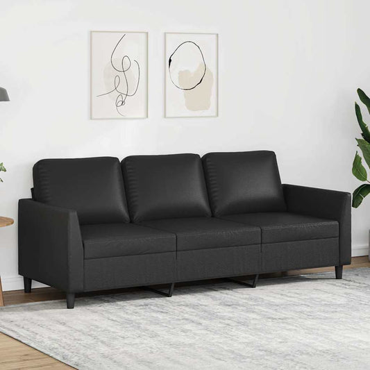 Driezitsbank 180 cm kunstleer zwart is nu te koop bij PeponiXL, paradijselijk wonen!