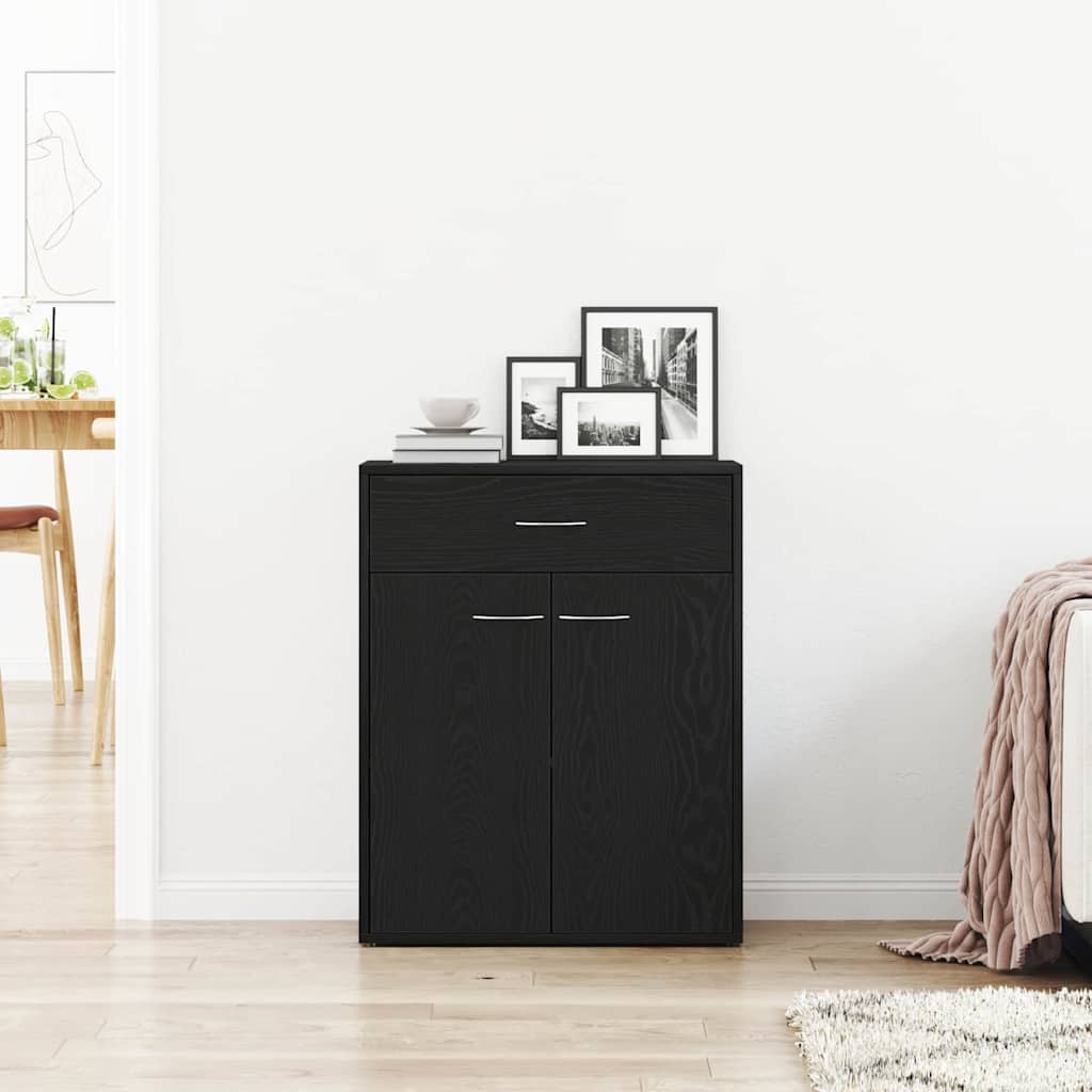 Dressoir met lade Zwart Eiken 60 x 30 x 75 cm Bewerkt hout is nu te koop bij PeponiXL, paradijselijk wonen!