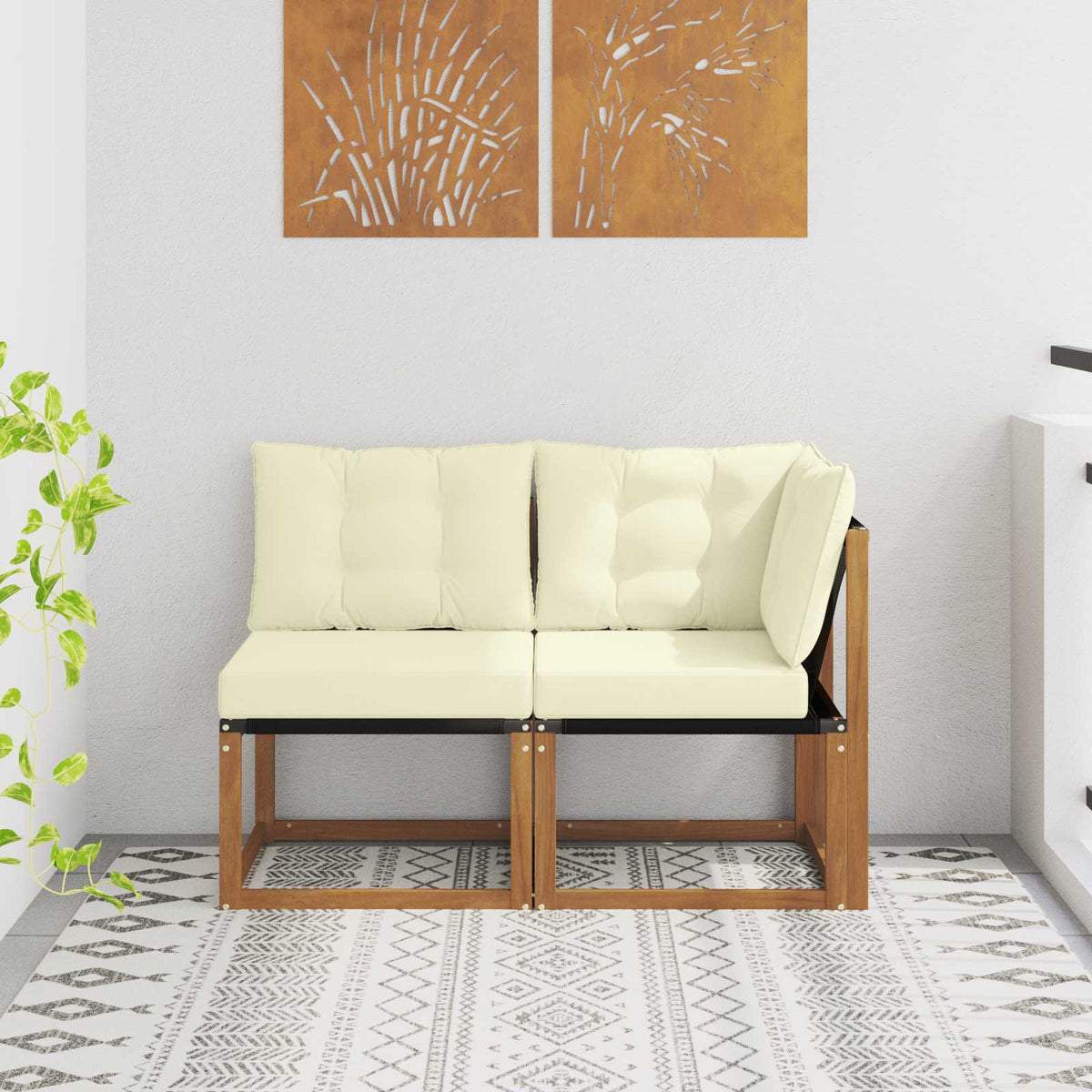 Outdoor Midden- en Hoeksalon met kussen 2 Stuk Naturel is nu te koop bij PeponiXL, paradijselijk wonen!