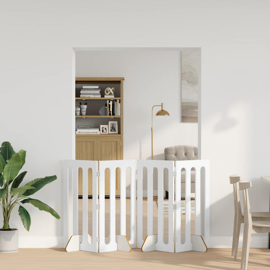 Opvouwbaar huisdierhek 4 pcs Wit 201 x 38 x 90 cm is nu te koop bij PeponiXL, paradijselijk wonen!