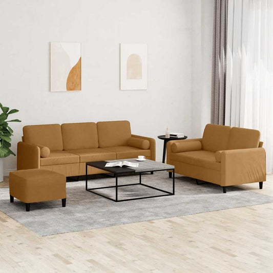 3-delige Loungeset met kussens fluweel bruin is nu te koop bij PeponiXL, paradijselijk wonen!