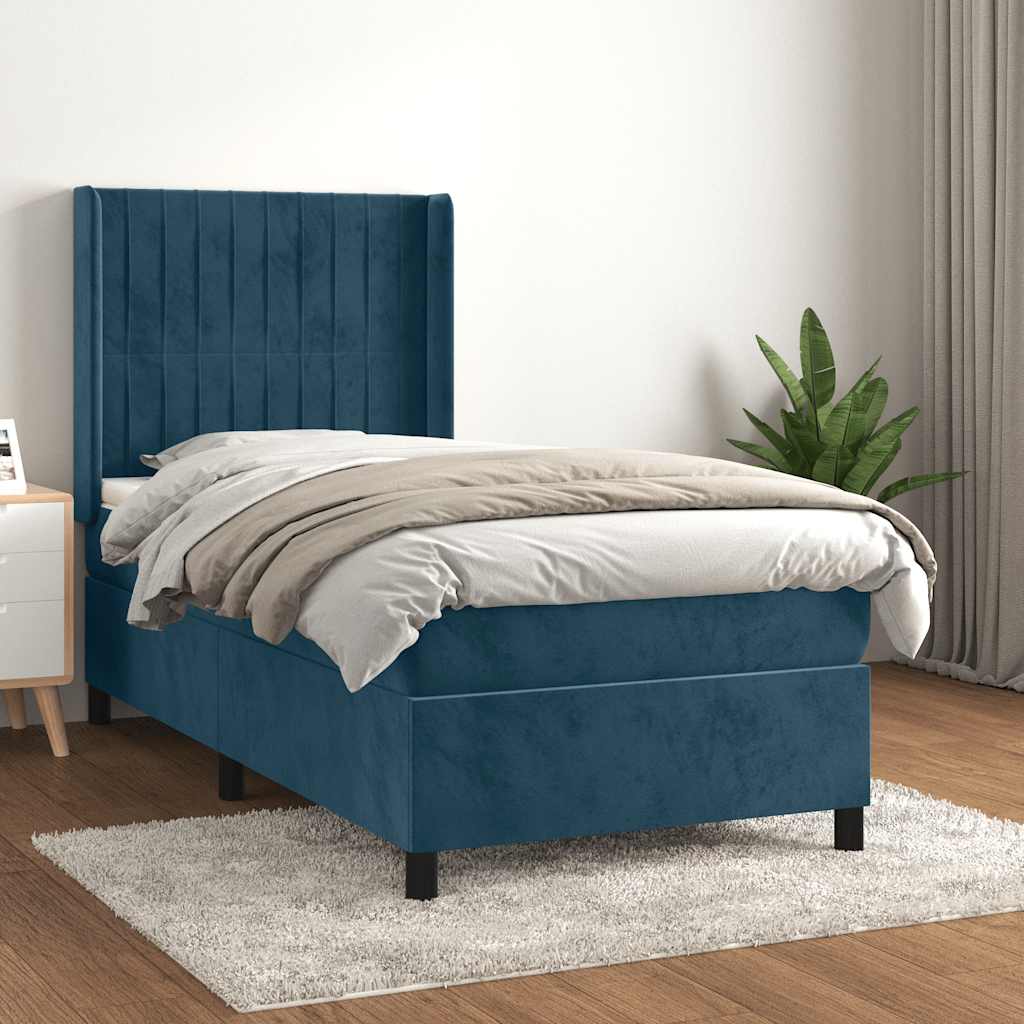 Boxspring met matras fluweel donkerblauw 80x200 cm is nu te koop bij PeponiXL, paradijselijk wonen!
