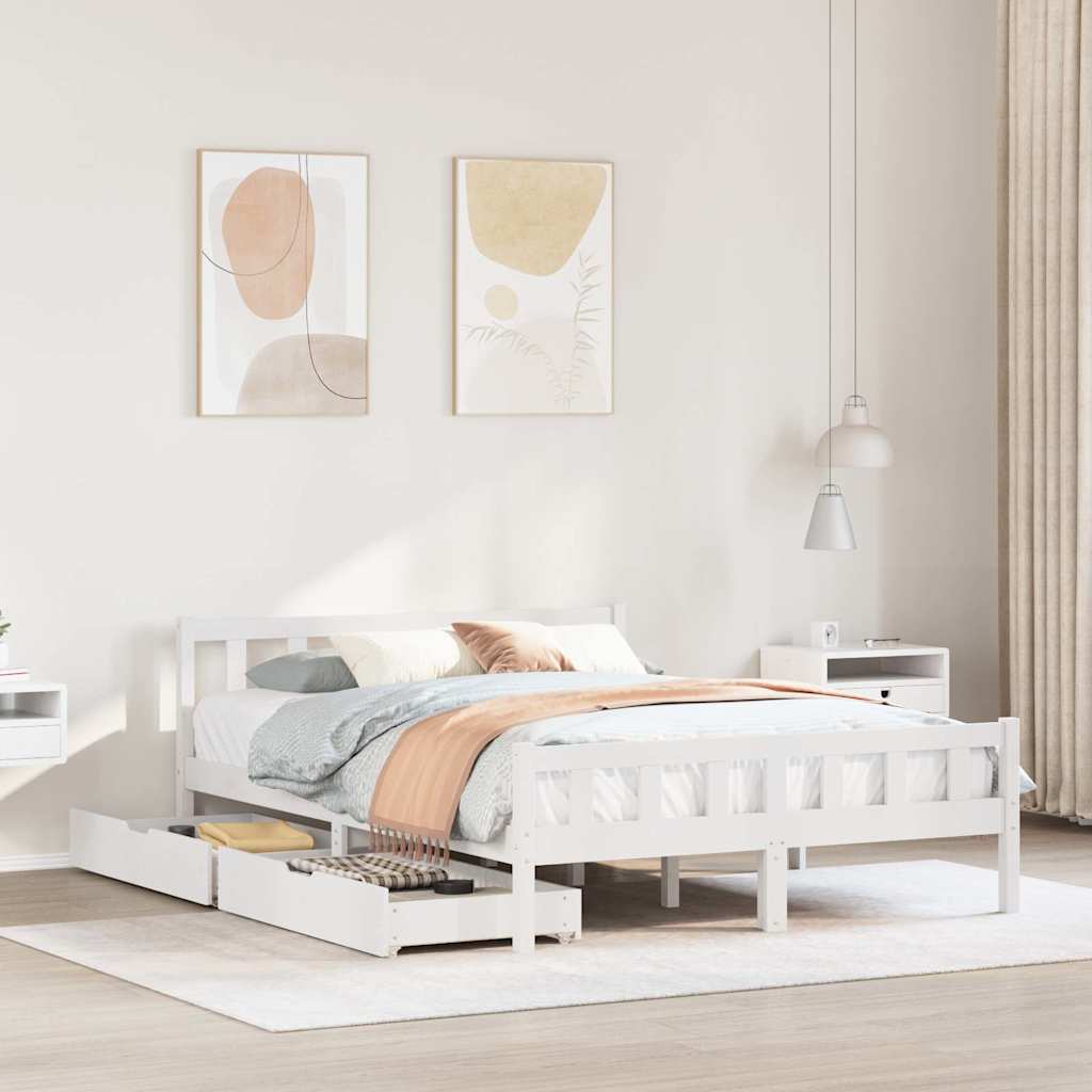 Bedframe zonder matras massief grenenhout wit 160x200 cm is nu te koop bij PeponiXL, paradijselijk wonen!