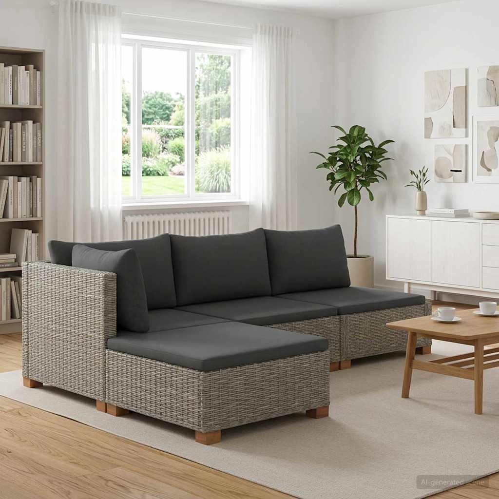 3 st Rieten Loungeset met Kussens GENDT Natuurlijk rattan is nu te koop bij PeponiXL, paradijselijk wonen!