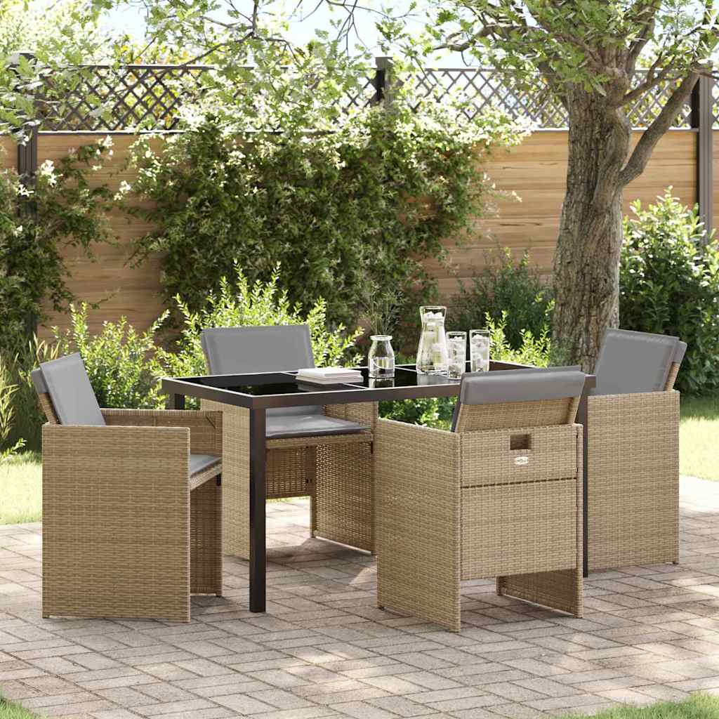 Tuin eettafelset 5 pcs Beige poly rattan is nu te koop bij PeponiXL, paradijselijk wonen!