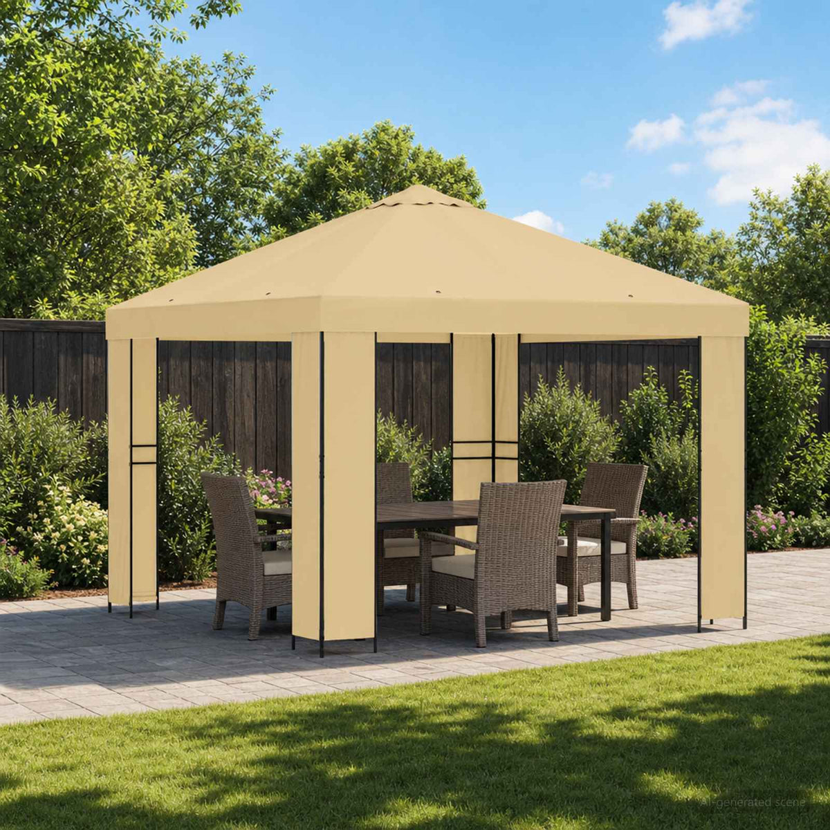 Prieel 3 x 3 m Crèmekleurig Polyester en staal 190 is nu te koop bij PeponiXL, paradijselijk wonen!