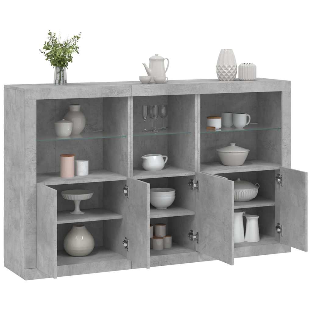 Dressoir met LED-verlichting 162x37x100 cm betongrijs is nu te koop bij PeponiXL, paradijselijk wonen!