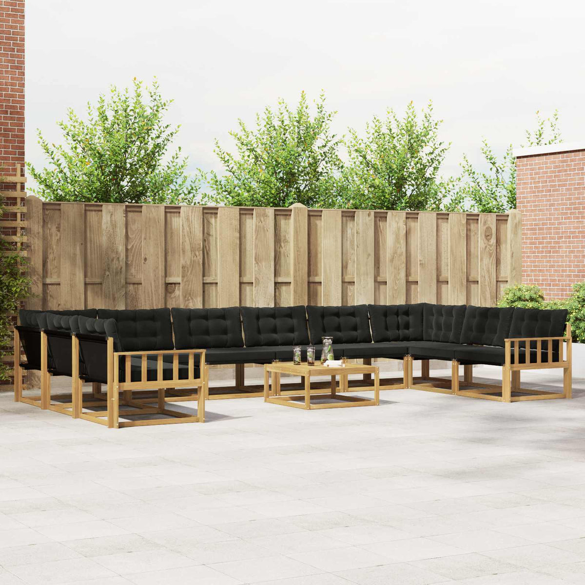 Buiten bankenset met kussen 11 pcs Wit en zwart is nu te koop bij PeponiXL, paradijselijk wonen!