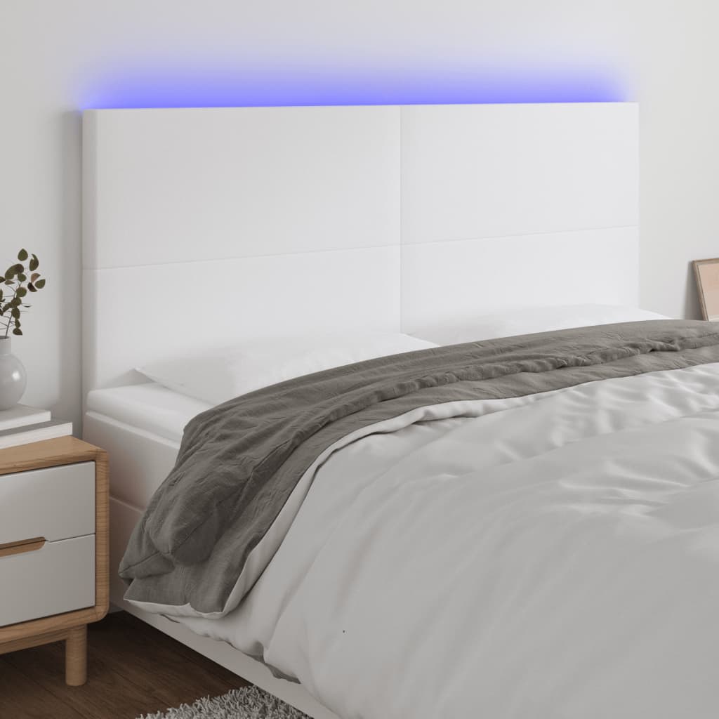 Hoofdbord LED 180x5x118/128 cm kunstleer wit is nu te koop bij PeponiXL, paradijselijk wonen!
