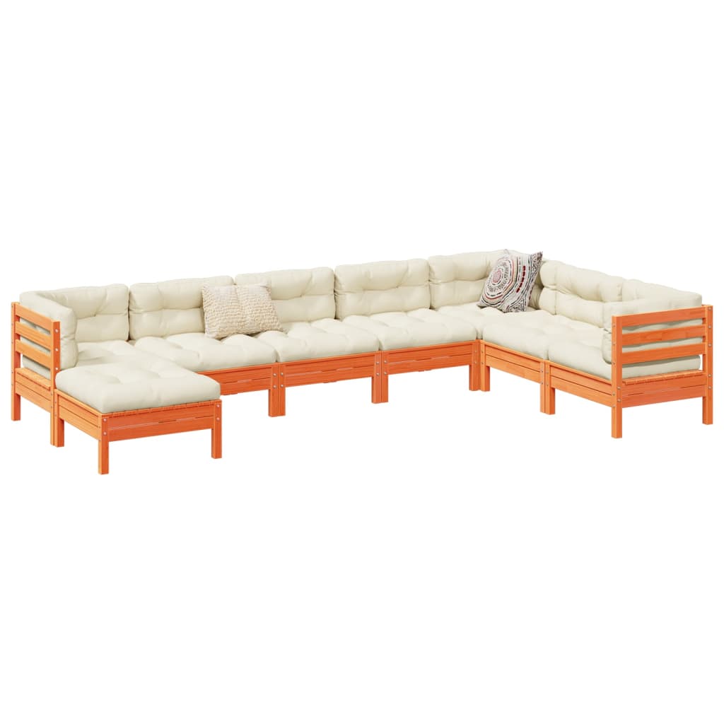 8-delige Loungeset met kussens massief grenenhout wasbruin is nu te koop bij PeponiXL, paradijselijk wonen!