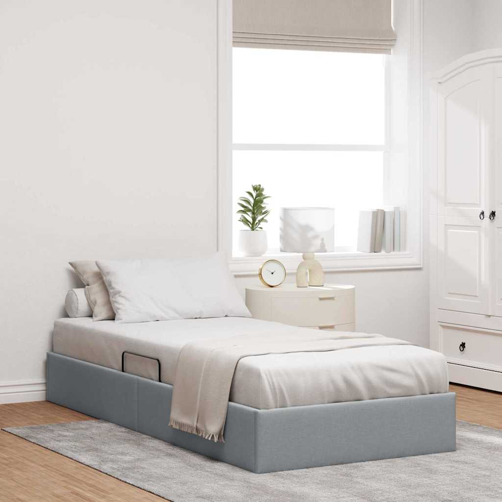Opslag bed met matras met opslag Lichtgrijs 203 x 100 cm Stof is nu te koop bij PeponiXL, paradijselijk wonen!