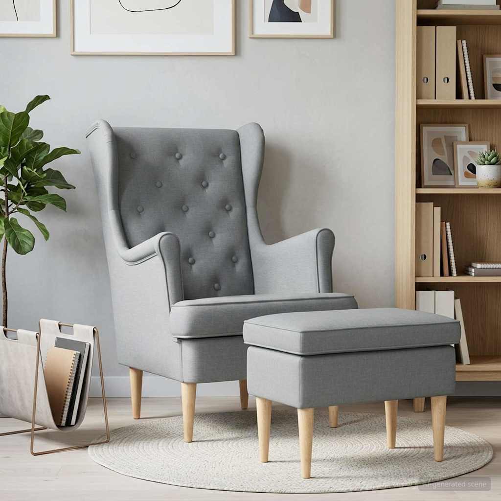 Fauteuil met Voetenbank 2 st Lichtgrijs Stof is nu te koop bij PeponiXL, paradijselijk wonen!