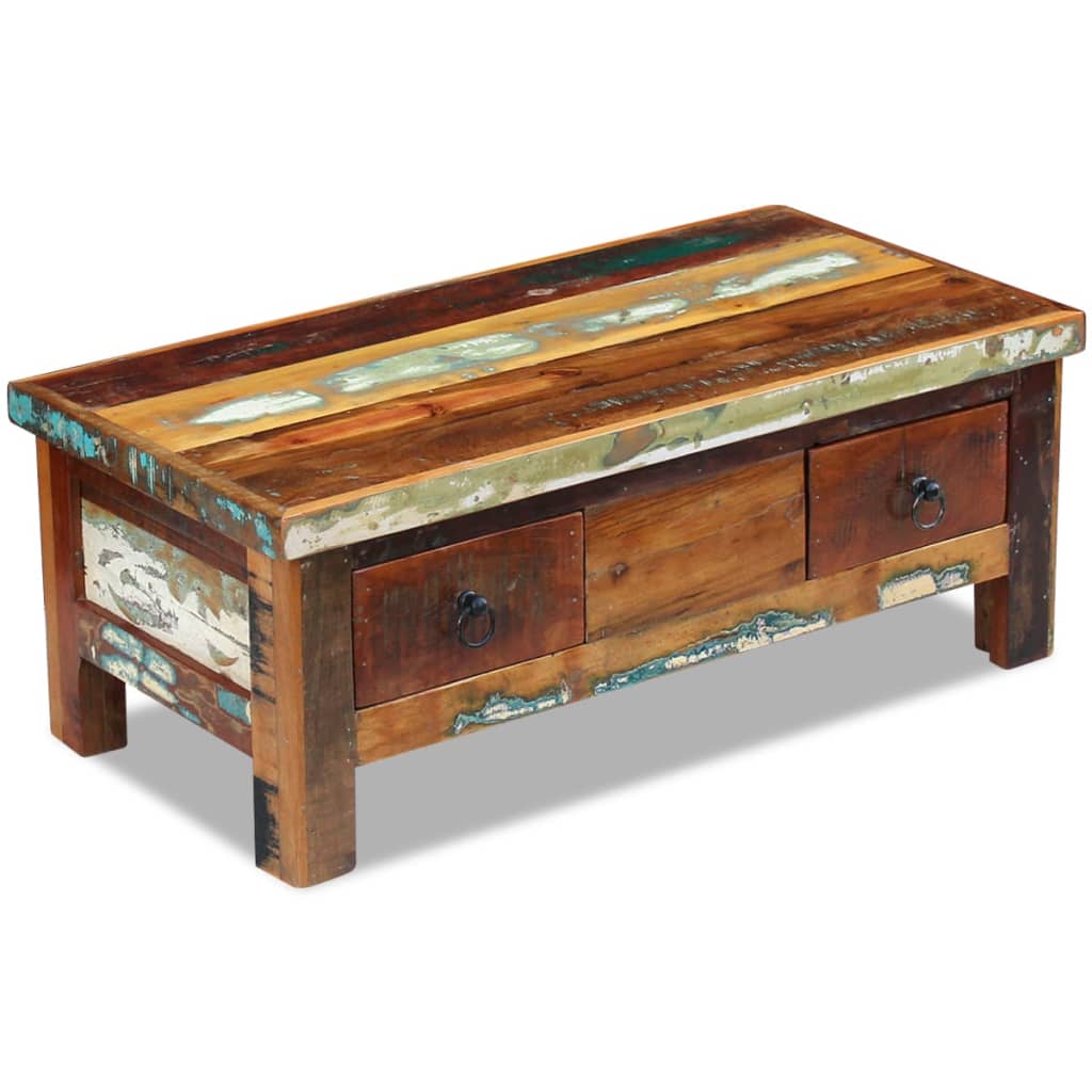 Salontafel met lades 90x45x35 cm massief gerecycled hout is nu te koop bij PeponiXL, paradijselijk wonen!