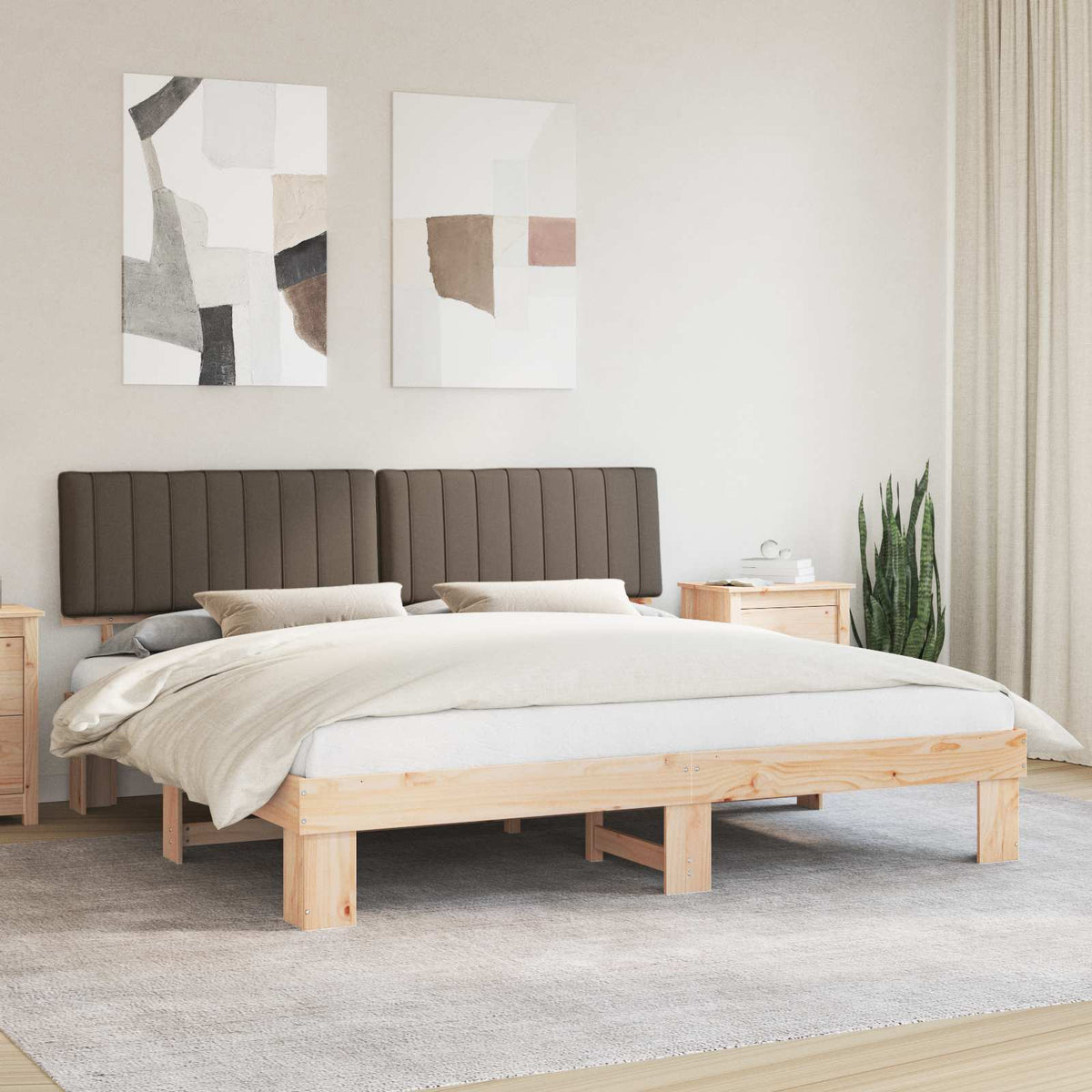 Bedframe met Gevoerd Hoofdgedeelte Taupe 200 x 200 cm is nu te koop bij PeponiXL, paradijselijk wonen!