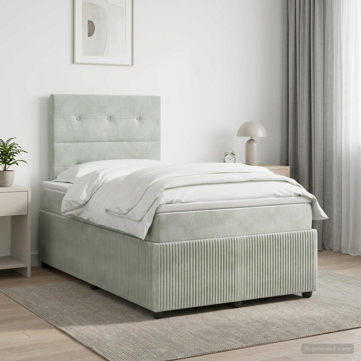 Boxspringbed met matras Lichtgrijs 120 x 200 cm Fluweel is nu te koop bij PeponiXL, paradijselijk wonen!