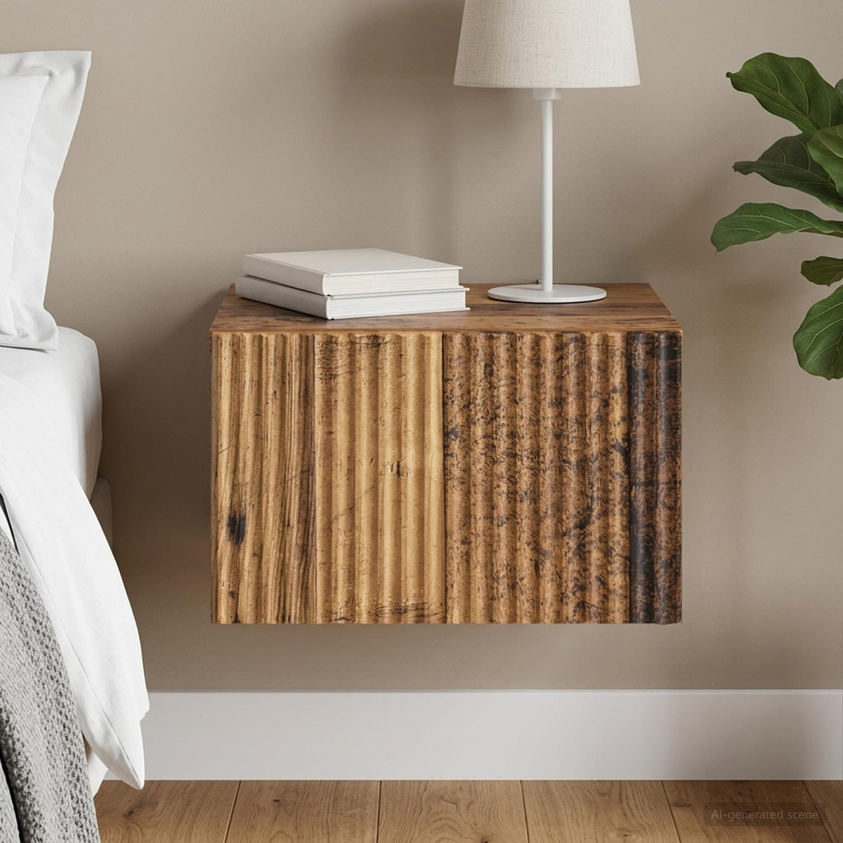 Wandbeugel Bedkast Oud hout 33 x 34,5 x 20 cm Bewerkt hout is nu te koop bij PeponiXL, paradijselijk wonen!