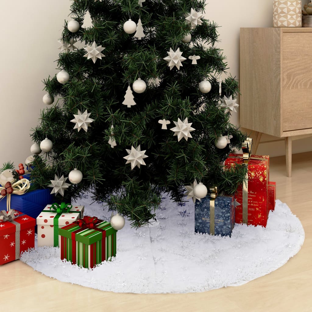 Luxe Kerstboomrok Wit 150 cm Imitatiebont is nu te koop bij PeponiXL, paradijselijk wonen!