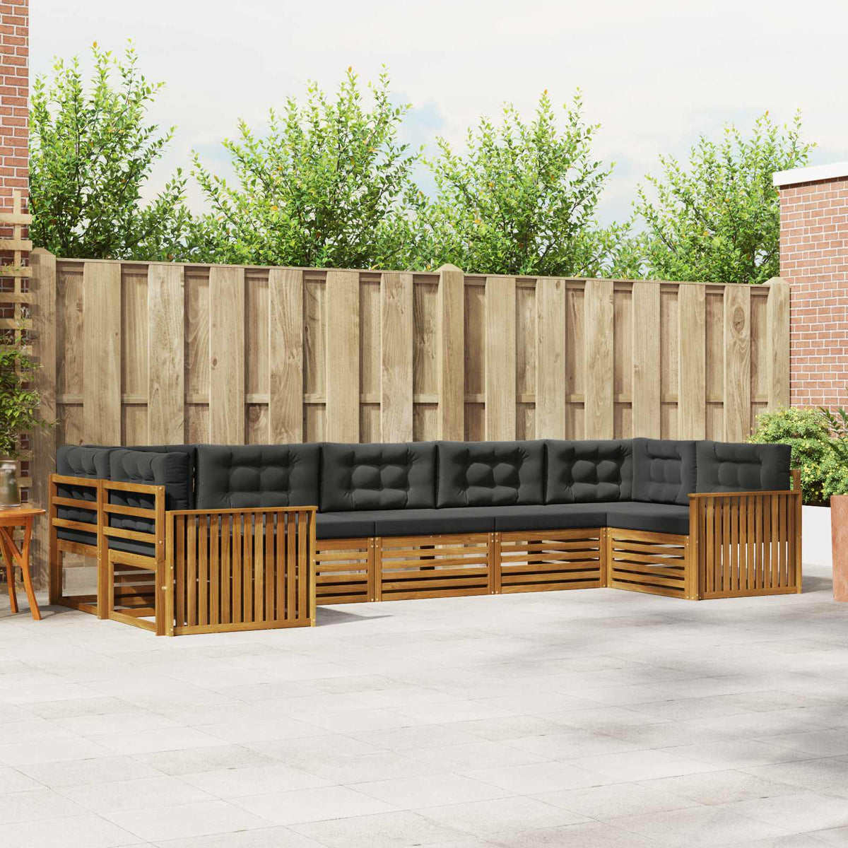 Buiten bankenset met kussen 7 pcs Natuurlijk en Antraciet is nu te koop bij PeponiXL, paradijselijk wonen!