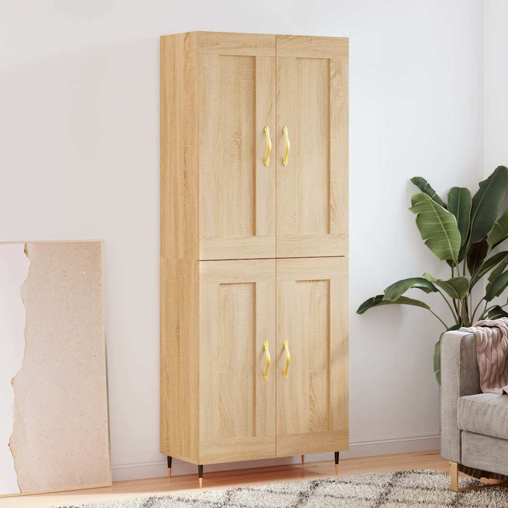 Hoge kast 69,5x34x180 cm bewerkt hout sonoma eikenkleurig is nu te koop bij PeponiXL, paradijselijk wonen!
