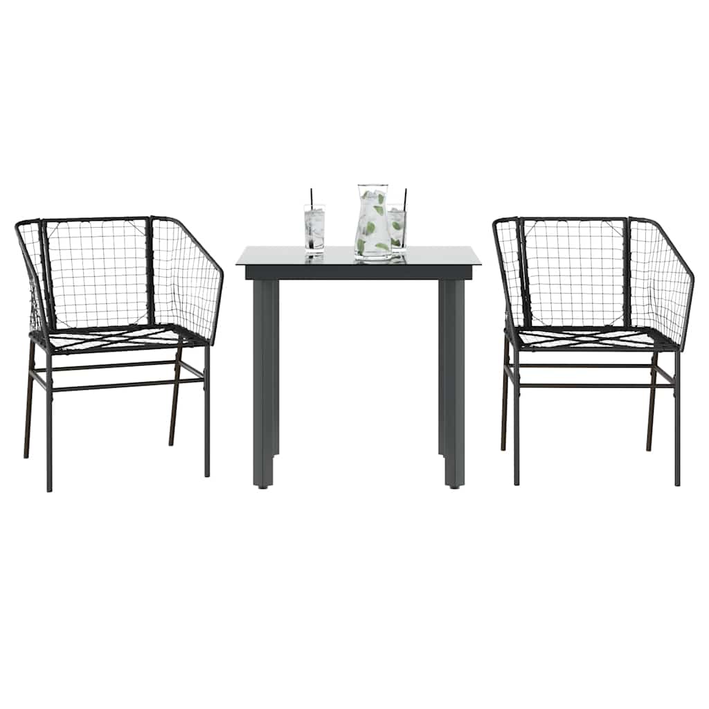 3-delige Tuinset poly rattan glas zwart is nu te koop bij PeponiXL, paradijselijk wonen!
