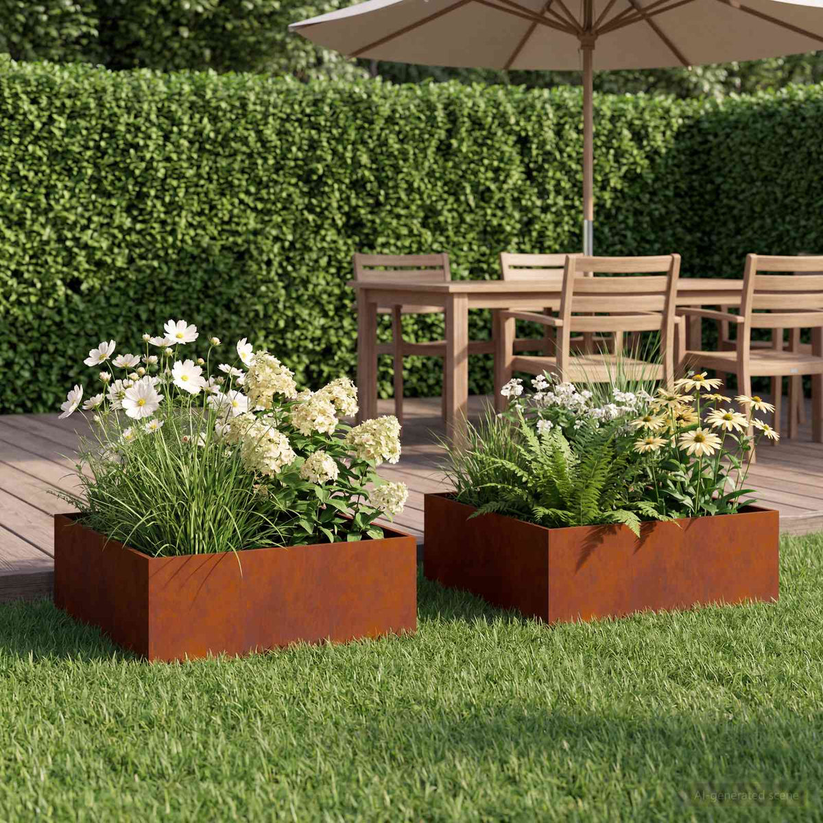 Plantenbak 2 st Roestkleurig 40 x 40 x 20 cm weervast staal is nu te koop bij PeponiXL, paradijselijk wonen!