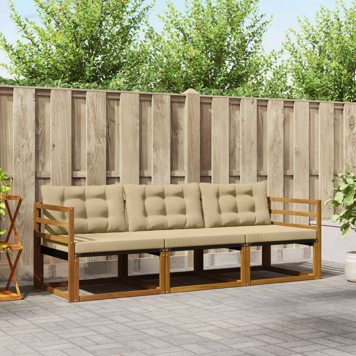 Buiten bankenset met kussen 3 pcs Natuurlijk en Beige is nu te koop bij PeponiXL, paradijselijk wonen!