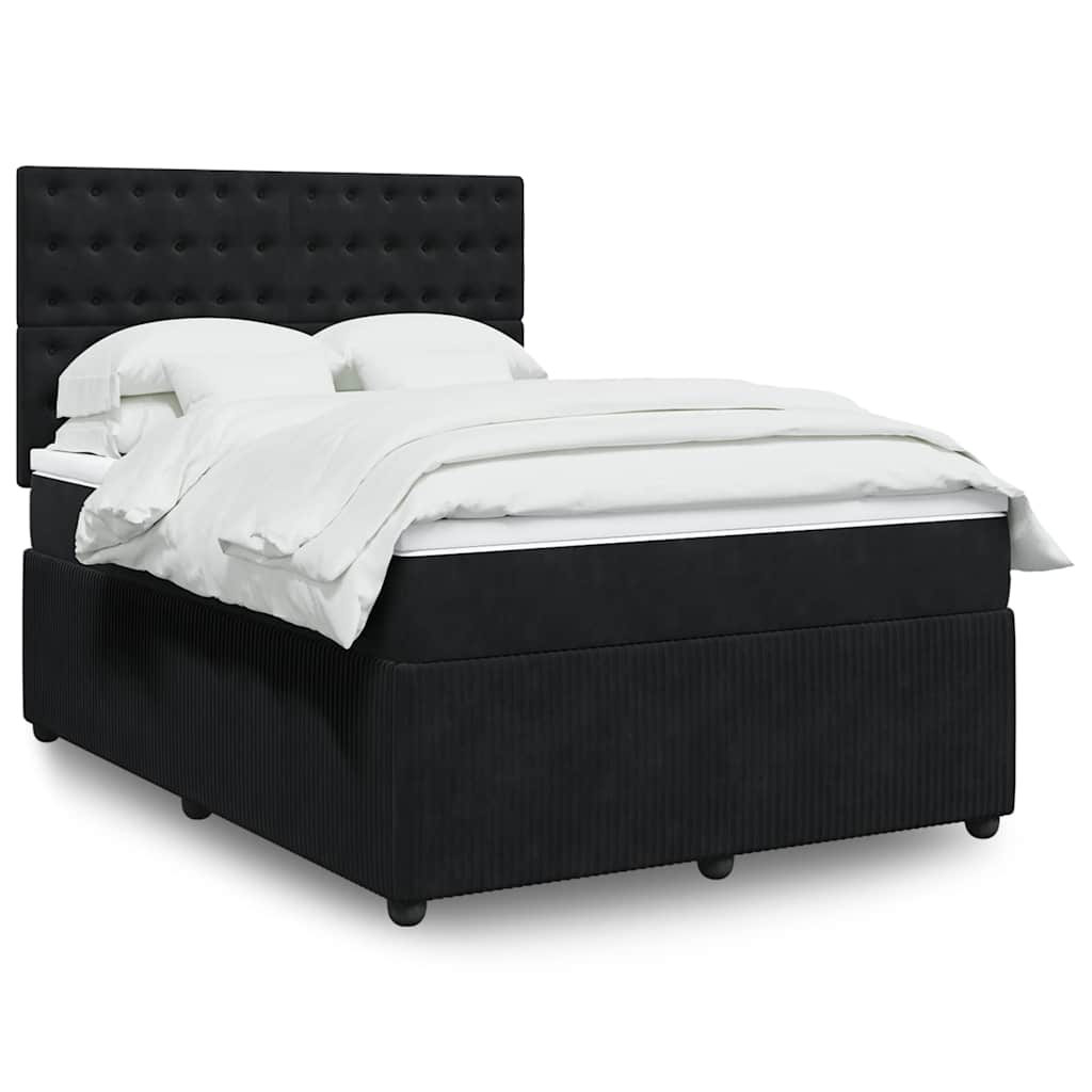 Boxspring met matras fluweel zwart 160x200 cm is nu te koop bij PeponiXL, paradijselijk wonen!