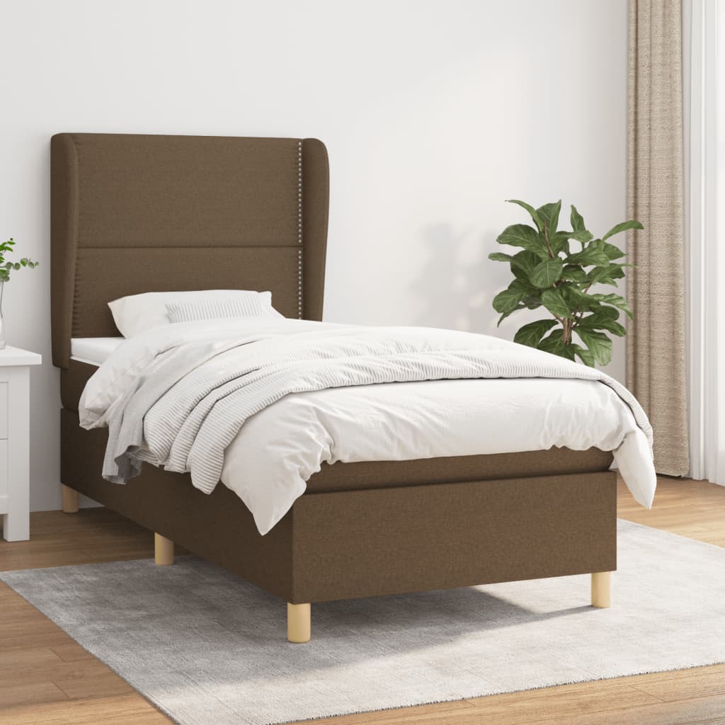 Boxspring met matras stof donkerbruin 90x190 cm is nu te koop bij PeponiXL, paradijselijk wonen!