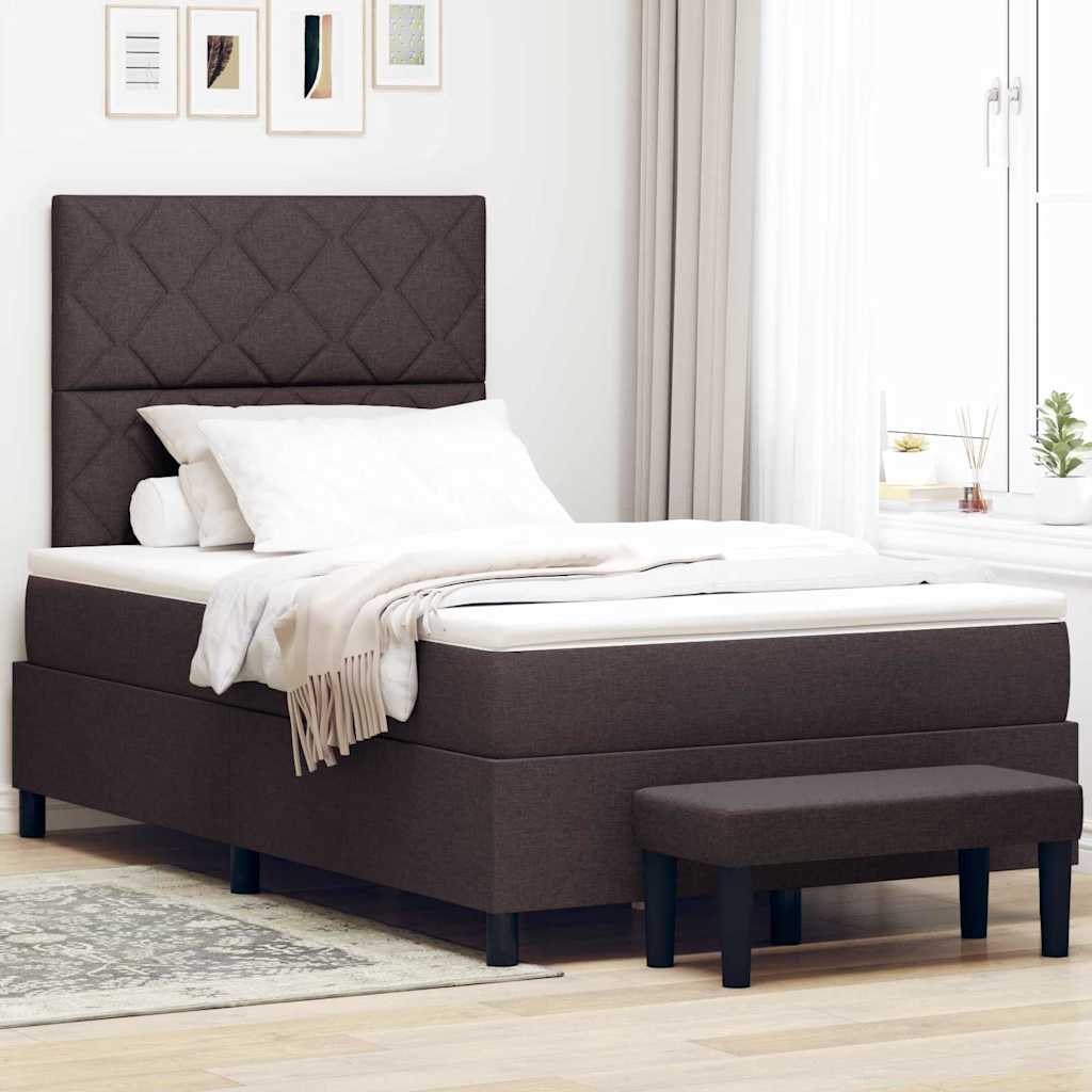 Boxspringbed met hoofdeinde Donkerbruin 120 x 200 cm Stof is nu te koop bij PeponiXL, paradijselijk wonen!