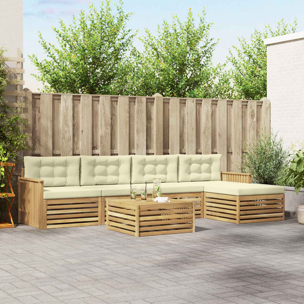 Buiten bankenset 6 pcs Wit en crèmekleurig 79 x 79 x 37 cm is nu te koop bij PeponiXL, paradijselijk wonen!