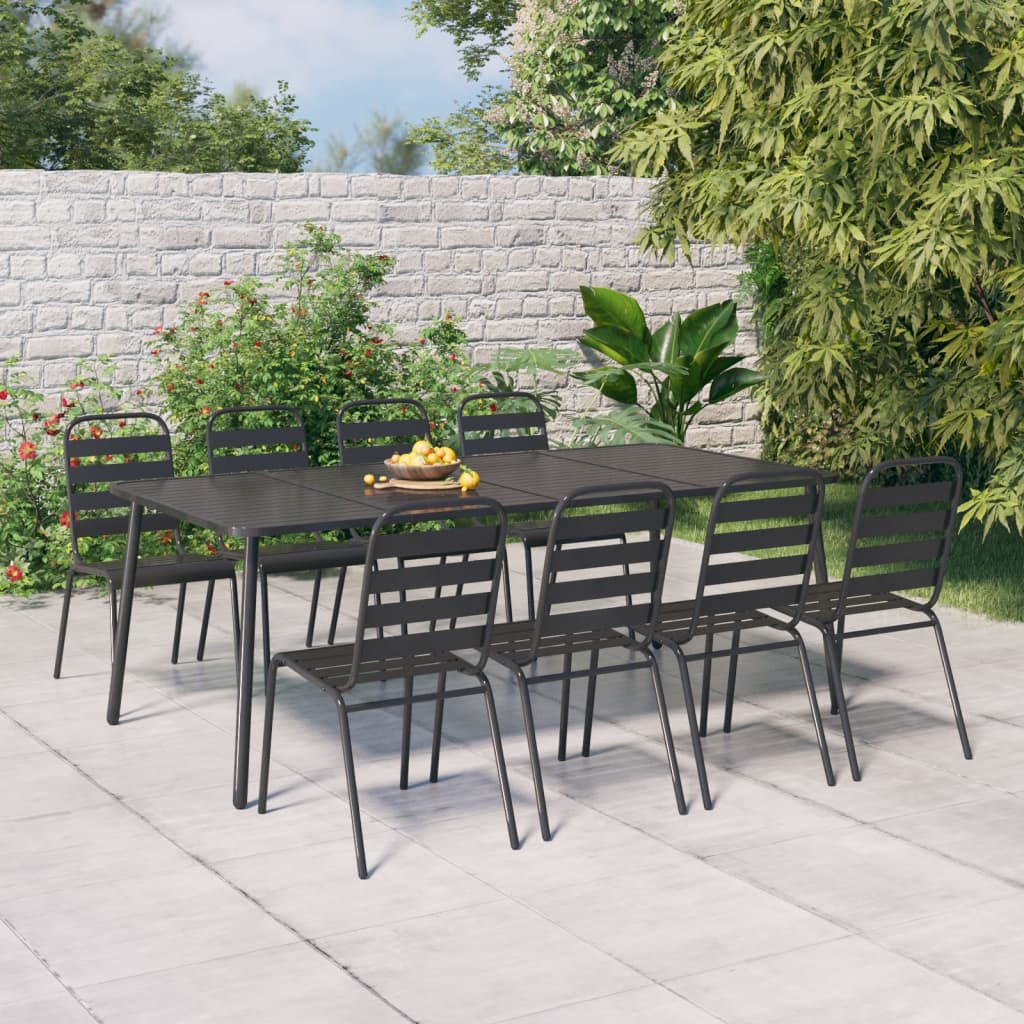 9-delige Tuinset staal antracietkleurig is nu te koop bij PeponiXL, paradijselijk wonen!