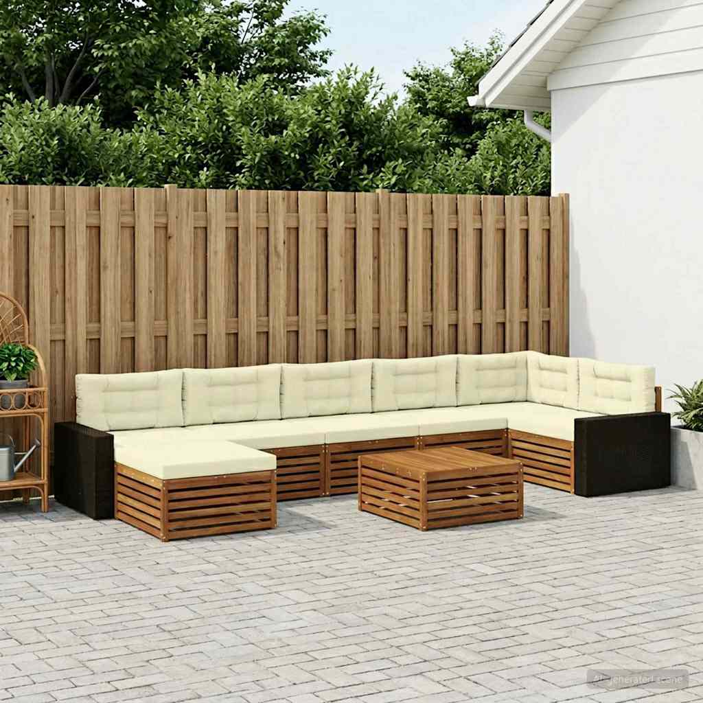Buiten bankenset met kussen 8 pcs Natuurlijk en Crème is nu te koop bij PeponiXL, paradijselijk wonen!