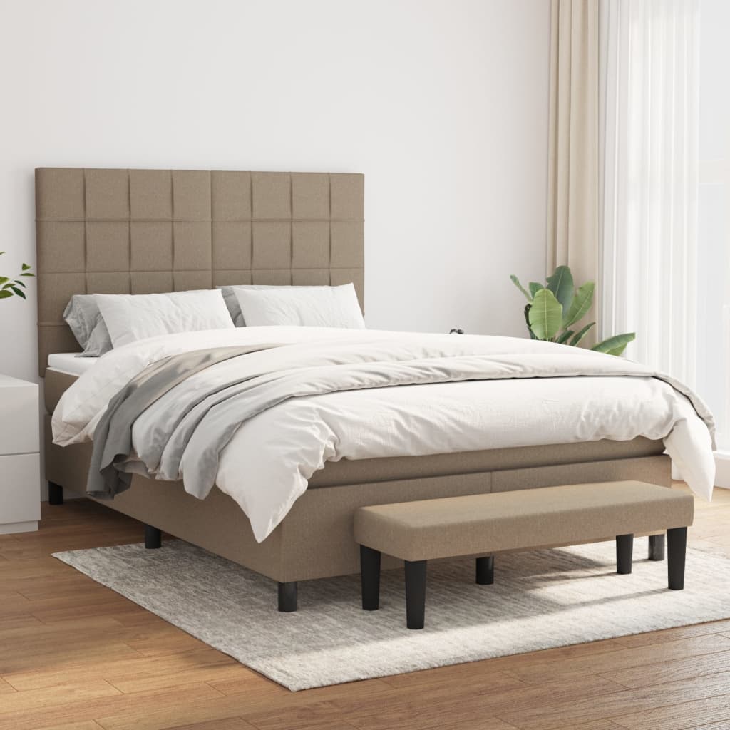 Boxspring met matras stof taupe 140x190 cm is nu te koop bij PeponiXL, paradijselijk wonen!