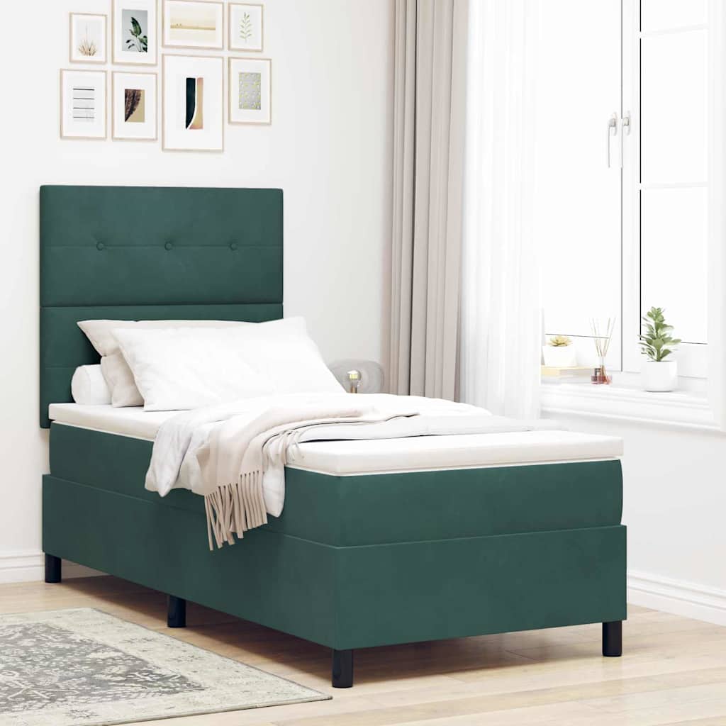 Boxspringbed met matras Donkergroen 90 x 200 cm Fluweel is nu te koop bij PeponiXL, paradijselijk wonen!