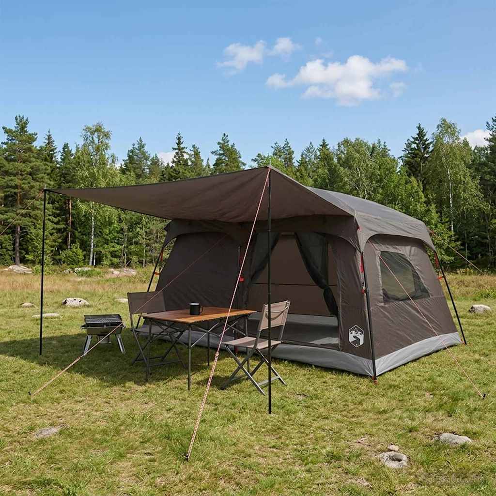 Gezinstent Bruin Grijs 420 x 305 x 200 cm Polyester en staal is nu te koop bij PeponiXL, paradijselijk wonen!