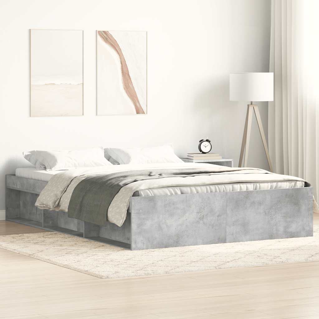 Bedframe betongrijs 135x190 cm Double is nu te koop bij PeponiXL, paradijselijk wonen!