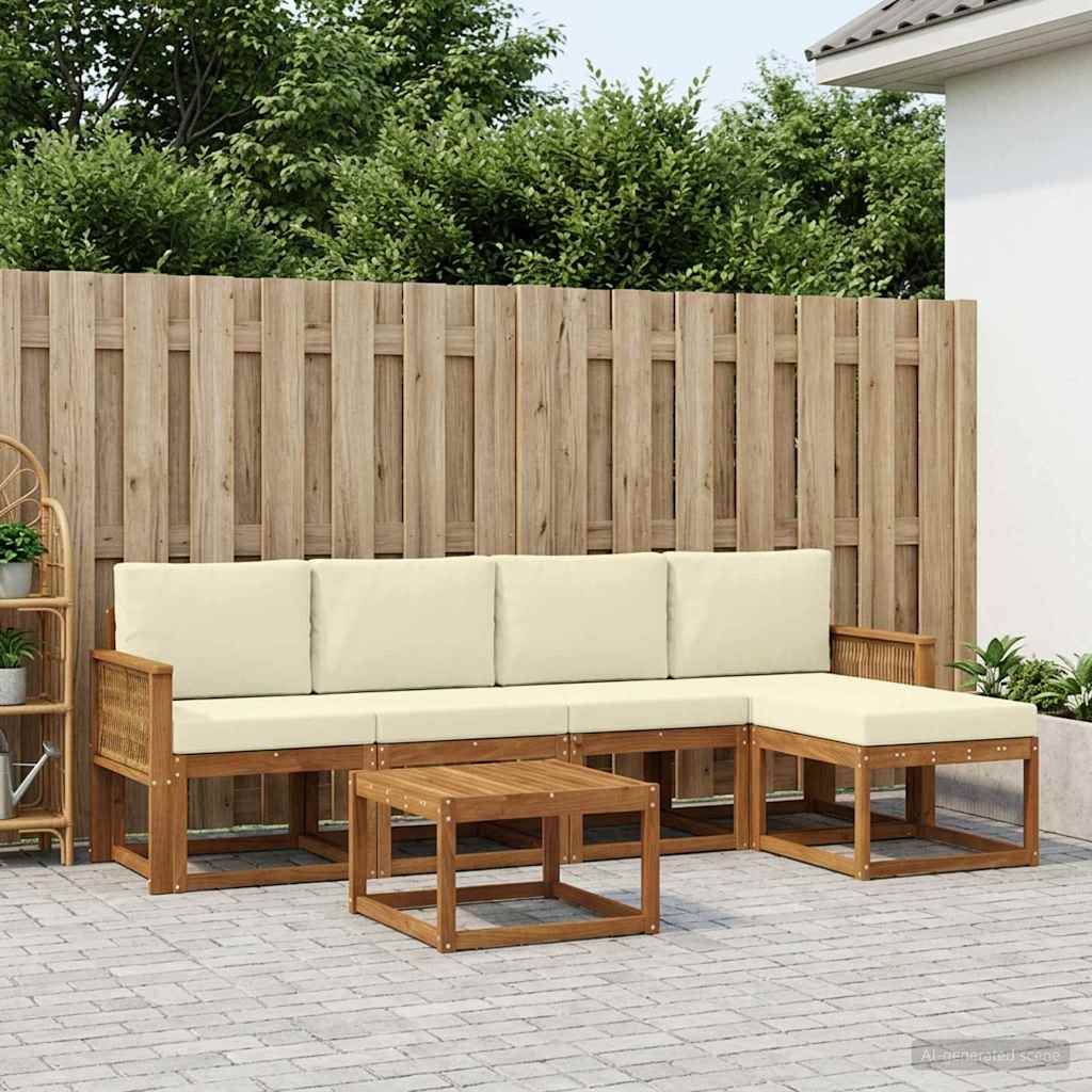 Buiten bankenset met kussen 6 pcs Natuurlijk en Crème Polyester is nu te koop bij PeponiXL, paradijselijk wonen!