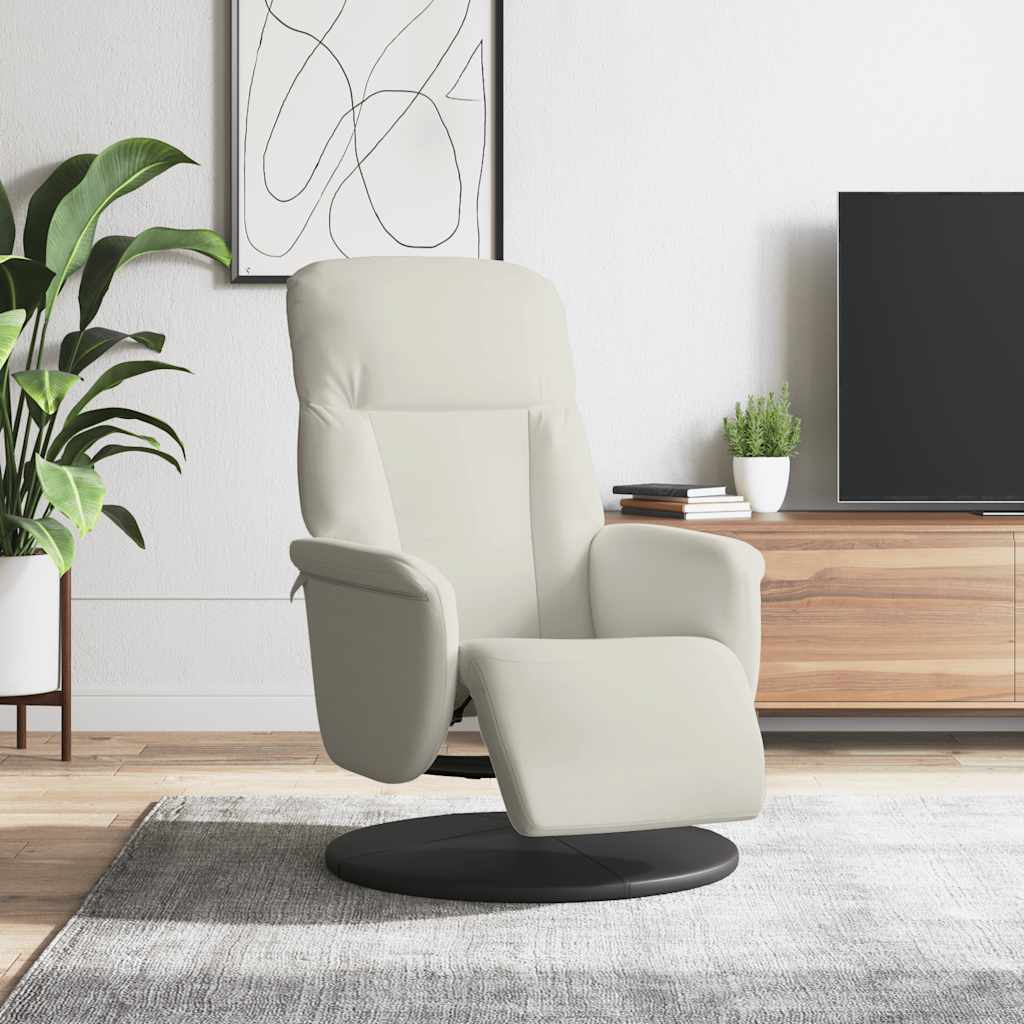 Fauteuil met voetensteun verstelbaar fluweel crèmekleurig is nu te koop bij PeponiXL, paradijselijk wonen!
