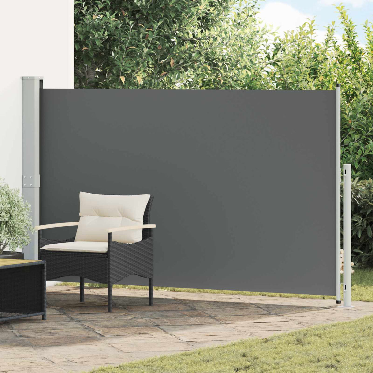 Uittrekbaar Zijscherm Antracietkleurig 300 x 180 cm Polyester is nu te koop bij PeponiXL, paradijselijk wonen!