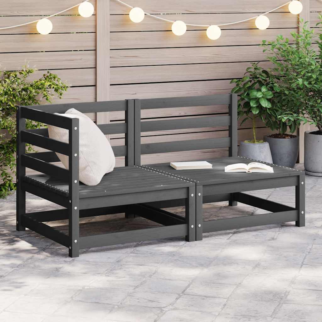 2-delige Loungeset massief grenenhout grijs is nu te koop bij PeponiXL, paradijselijk wonen!