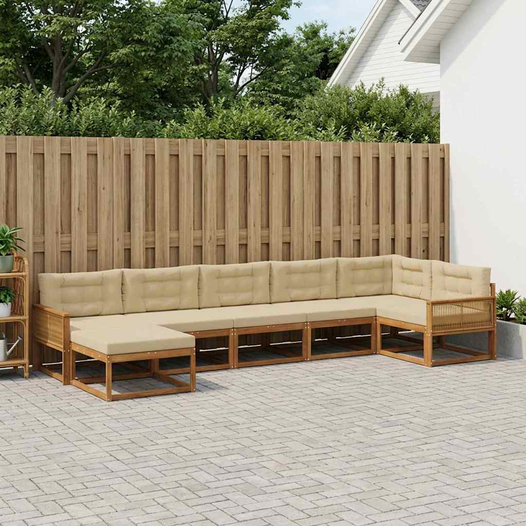 Buiten bankenset met kussen 7 pcs Natuurlijk en Beige is nu te koop bij PeponiXL, paradijselijk wonen!