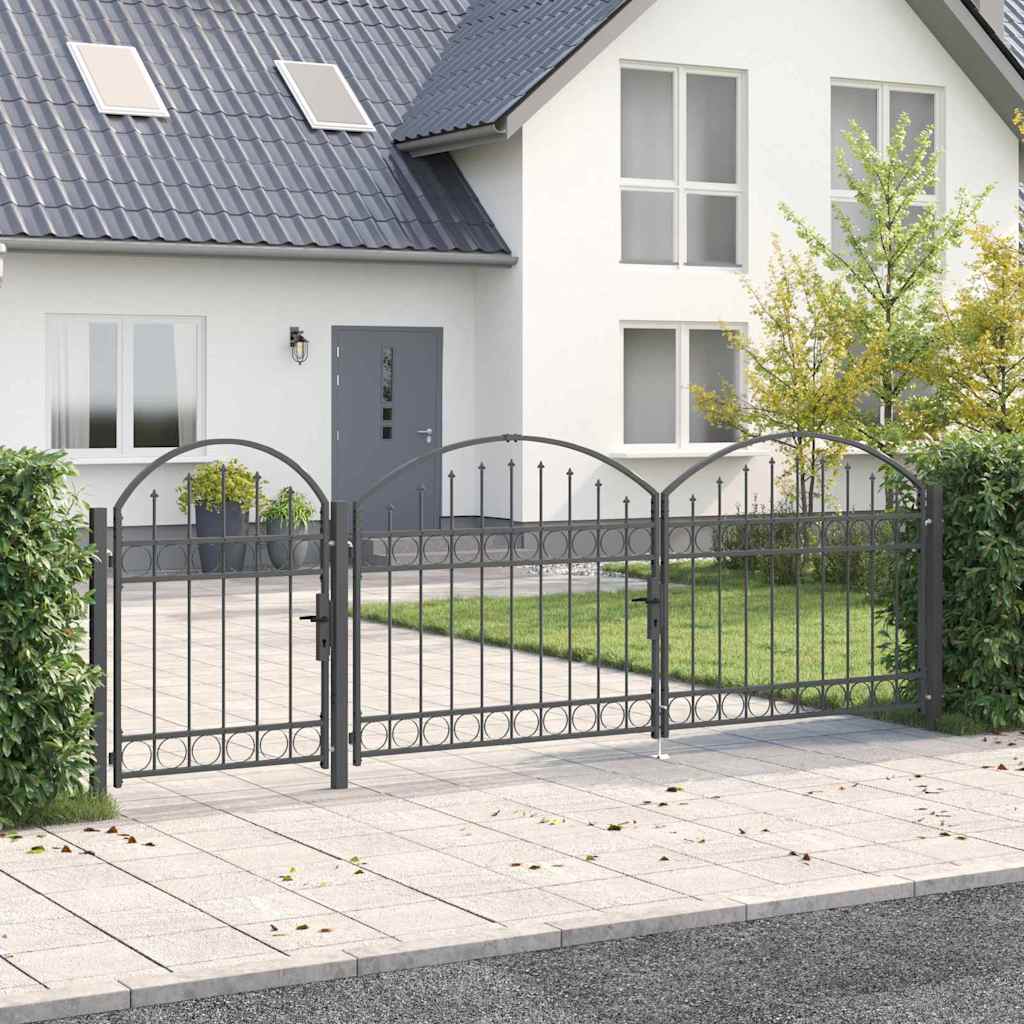 Tuinhekgate met gebogen top Assen Grijs 4 x 1,25 m Staal is nu te koop bij PeponiXL, paradijselijk wonen!