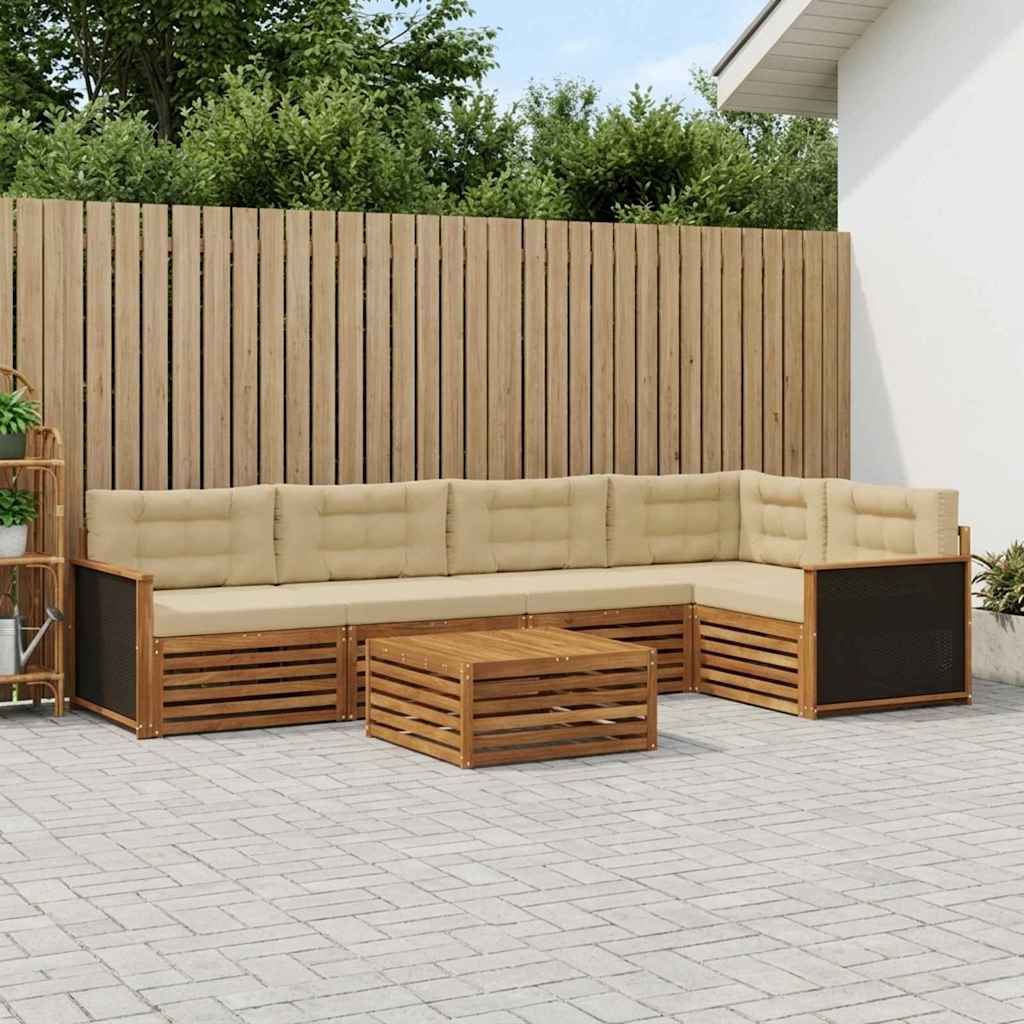 Buiten bankenset 6 pcs Natuurlijk en Beige 79 x 79 x 37 cm is nu te koop bij PeponiXL, paradijselijk wonen!