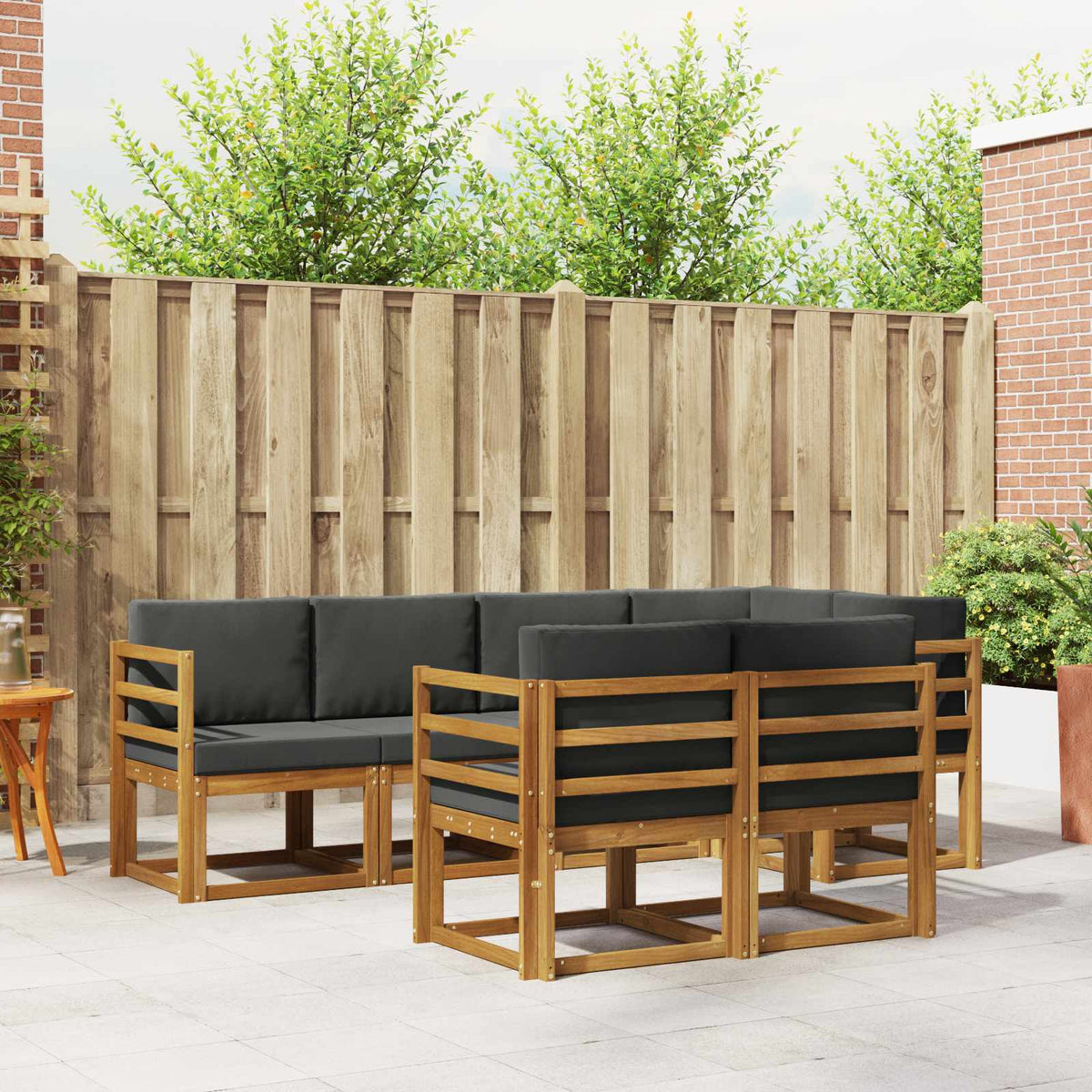 Buiten bankenset met kussen 7 pcs Natuurlijk en Antraciet is nu te koop bij PeponiXL, paradijselijk wonen!