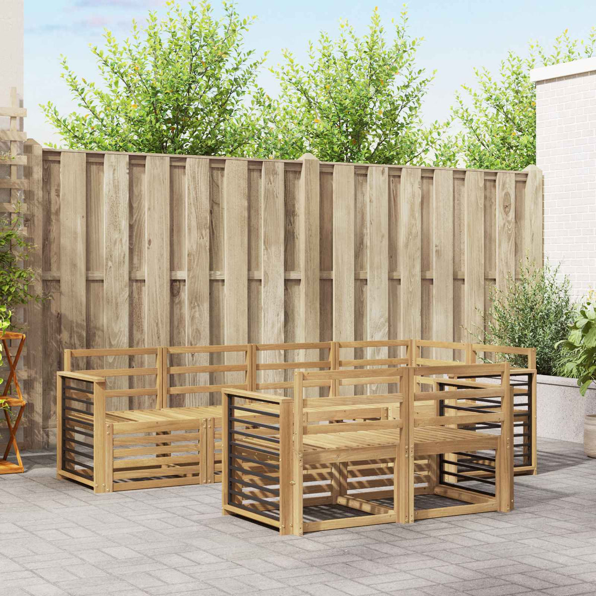 Buiten bankenset 7 pcs Wit 247 x 128,5 x 73 cm is nu te koop bij PeponiXL, paradijselijk wonen!